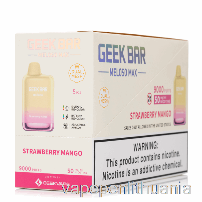 [5 Pakuotės] Geek Bar Meloso Max 9000 Vienkartinis Vape Skystis